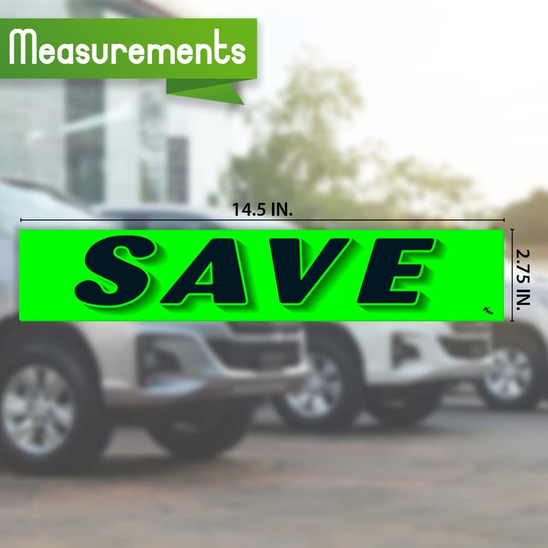 Versa-Tags Chartreuse Green Vinyl Slogan Stickers - 12-Pack for Car Dealer Windshield Advertising, Perfect for Used/New Car Truck RV Lots Slogan-Save-Stickers - Image 2
